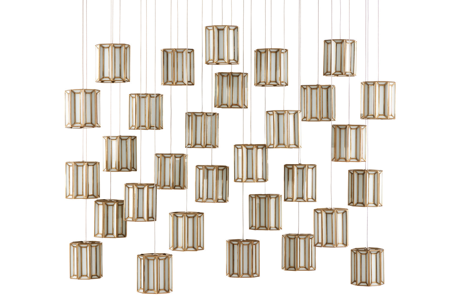 30 Light Pendant from the Daze collection in White/Antique Brass finish