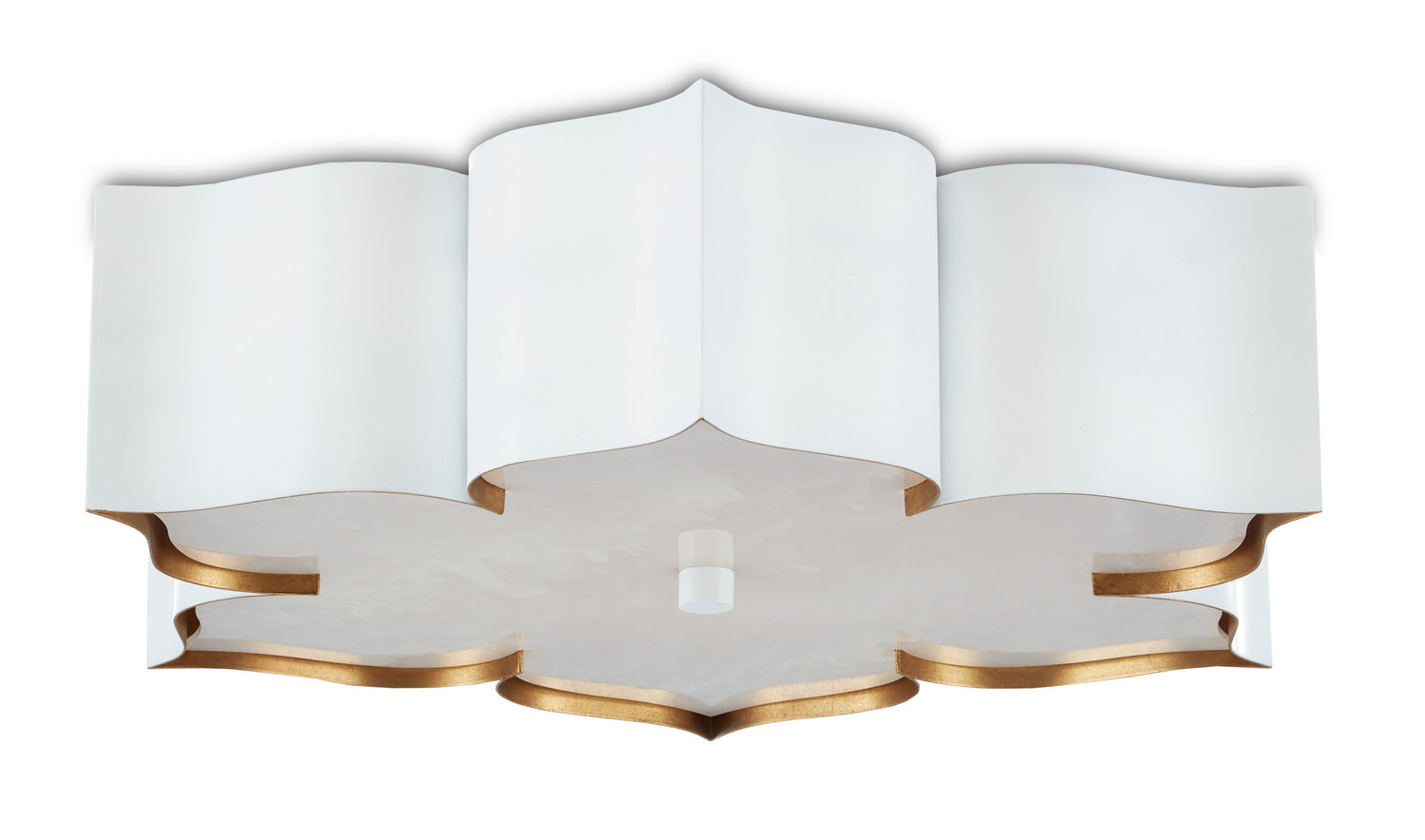 Two Light Flush Mount from the Grand Lotus collection in Sugar White/ Contemporary Gold finish