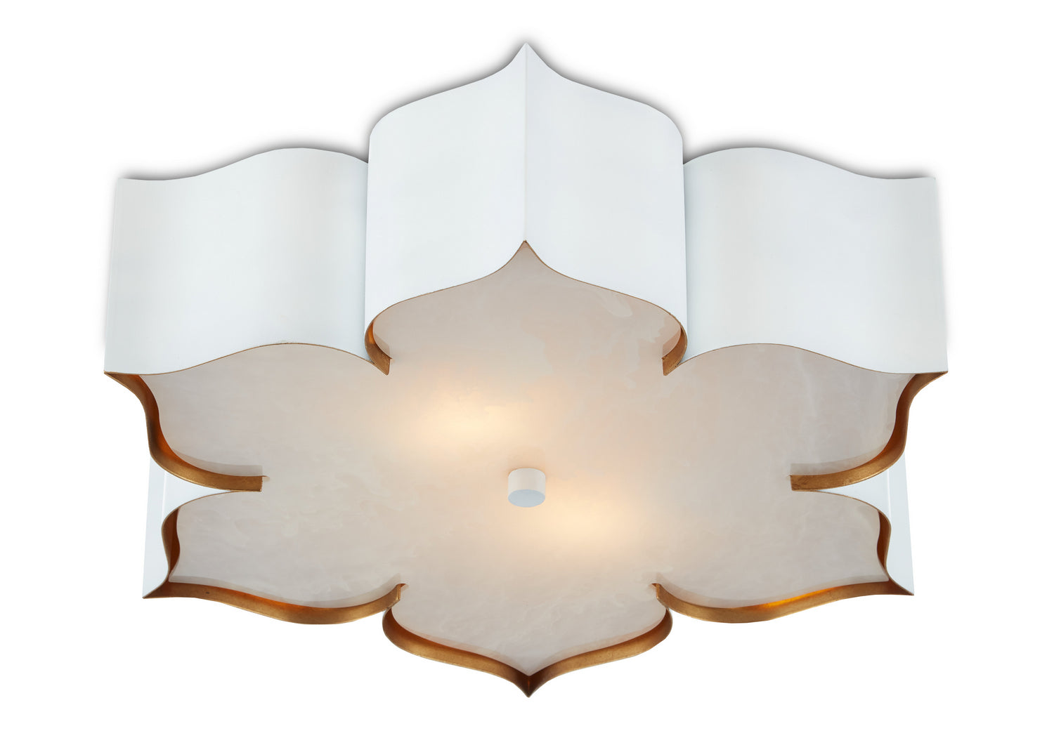 Two Light Flush Mount from the Grand Lotus collection in Sugar White/ Contemporary Gold finish