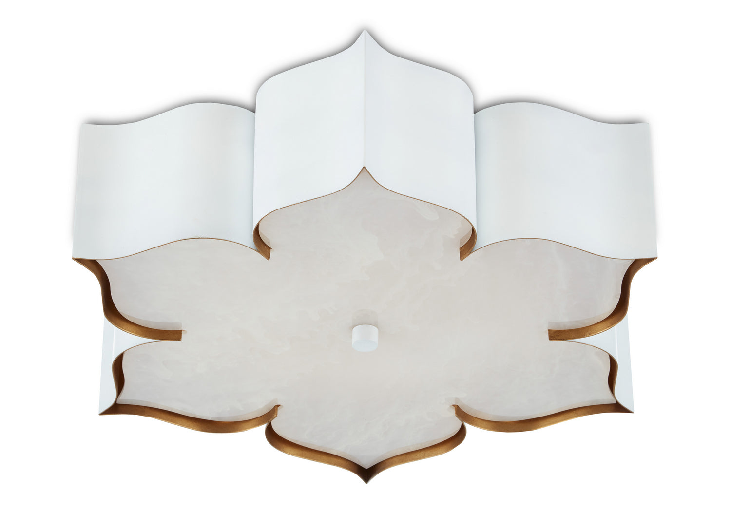 Two Light Flush Mount from the Grand Lotus collection in Sugar White/ Contemporary Gold finish