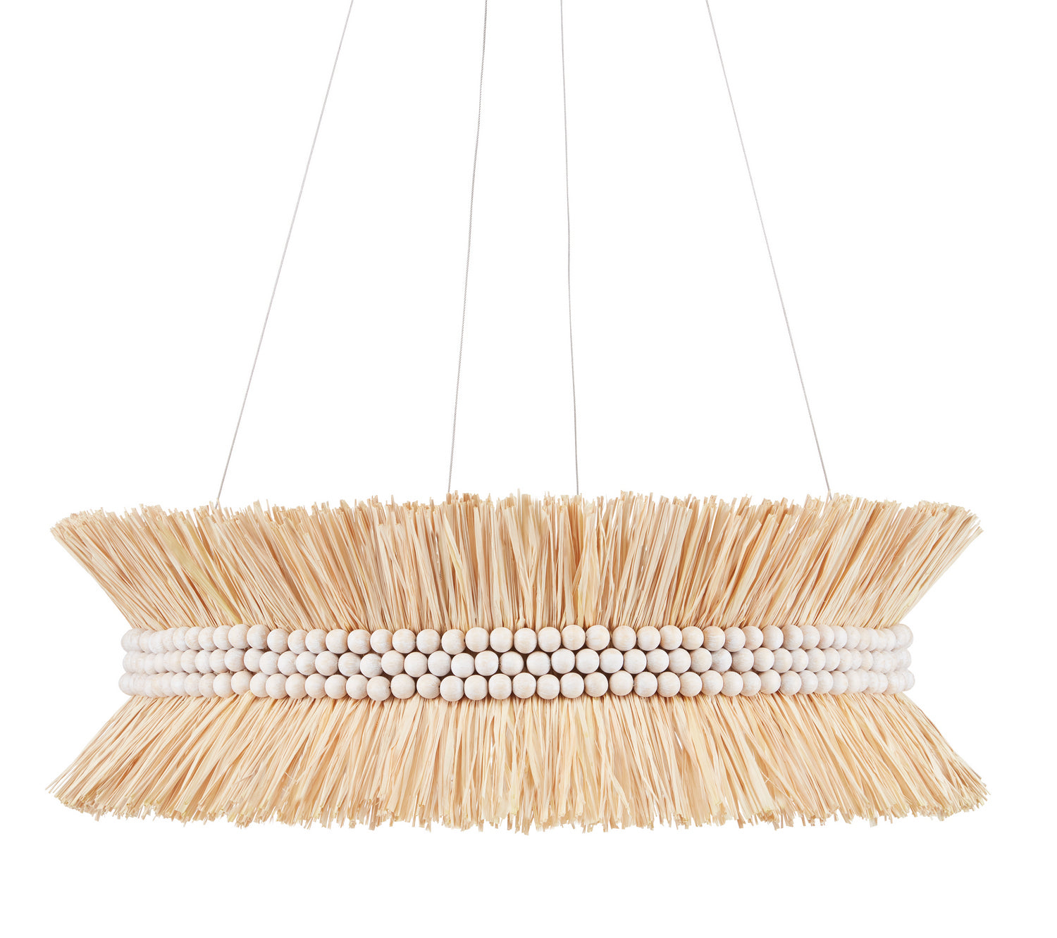 Six Light Chandelier from the Jamie Beckwith collection in Sugar White/Natural Raffia finish