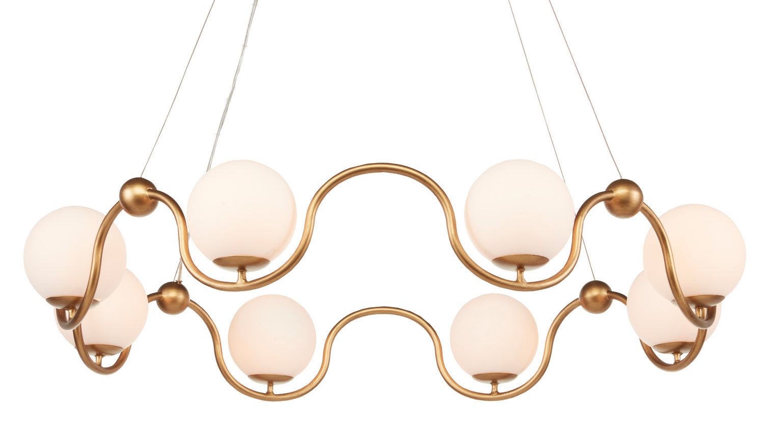 Eight Light Chandelier from the Equilibrium collection in Antique Brass/White finish