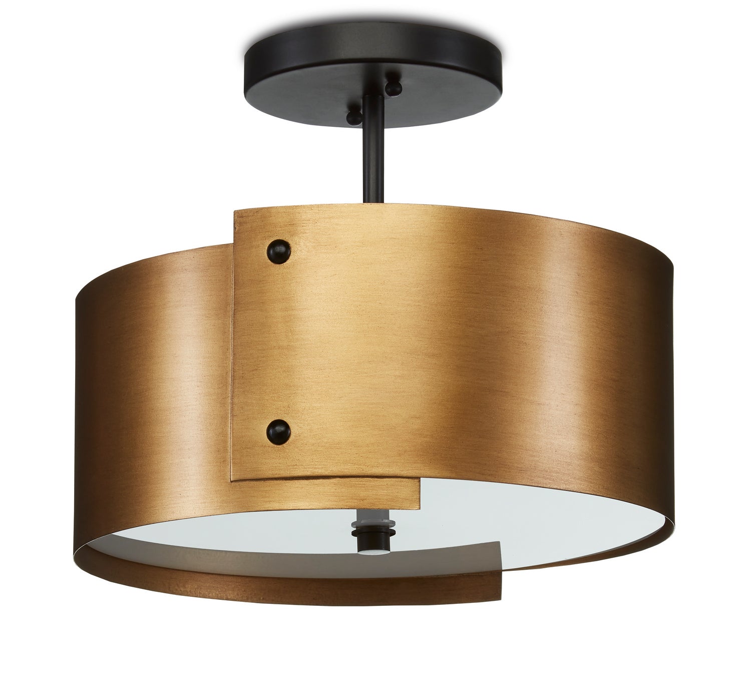 One Light Semi-Flush Mount from the Ritsu collection in Antique Brass/Black finish