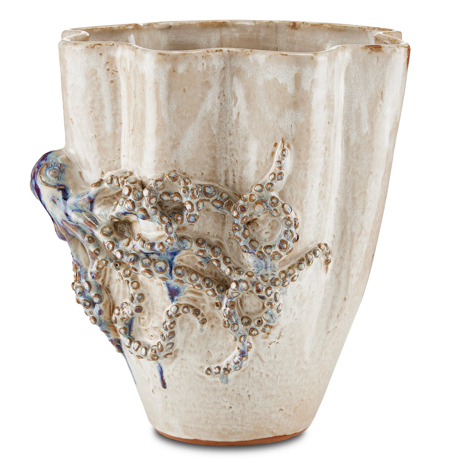 Vase from the Octopus collection in Cream/Reactive Blue finish