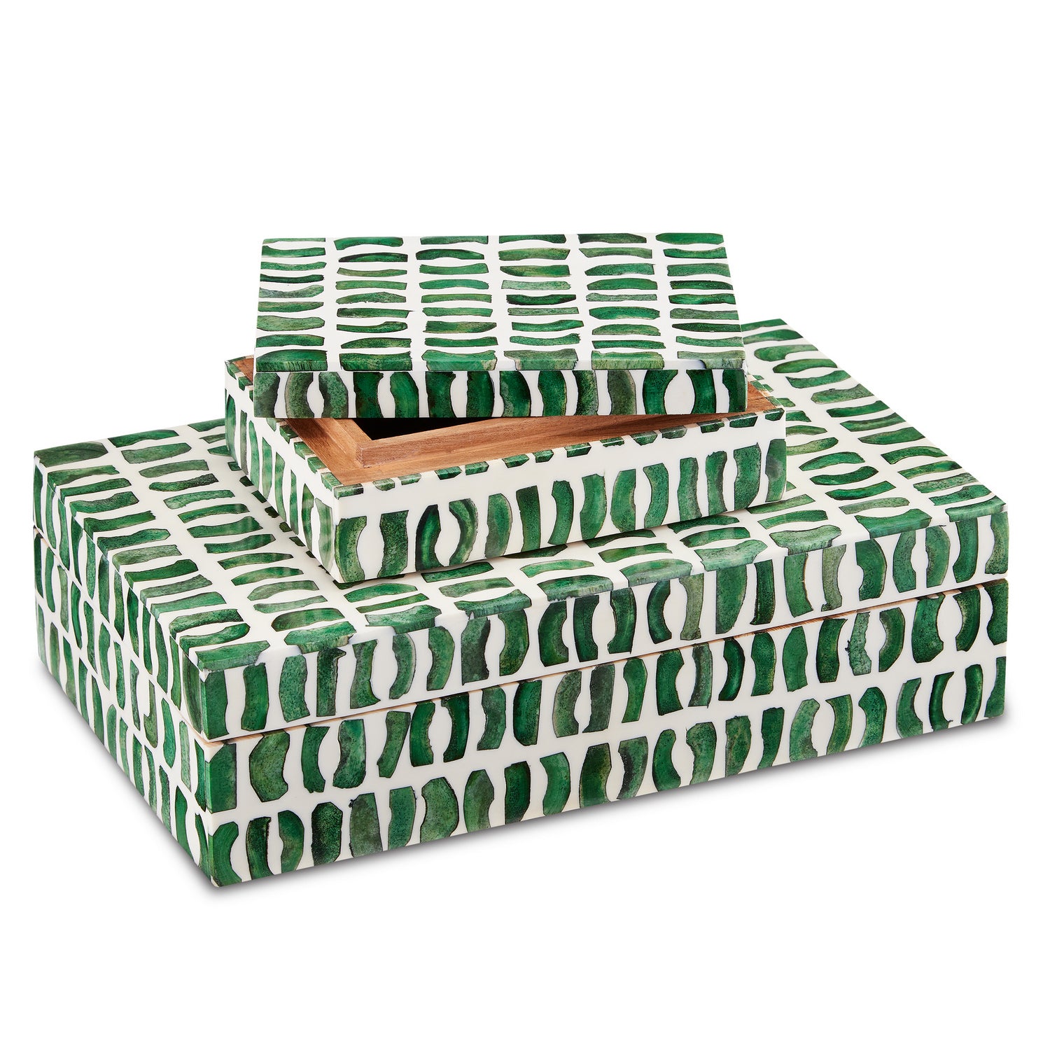 Box Set of 2 from the Emerald collection in Green/White finish