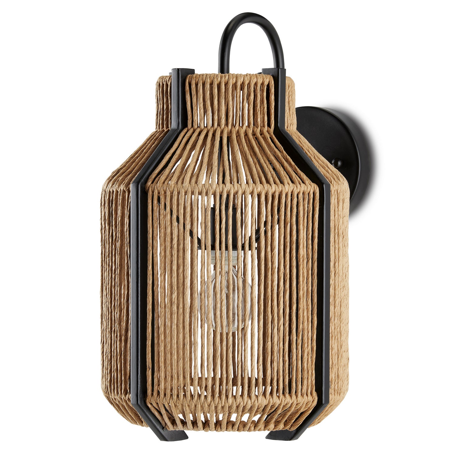 One Light Wall Sconce from the Mali collection in Natural/Satin Black finish