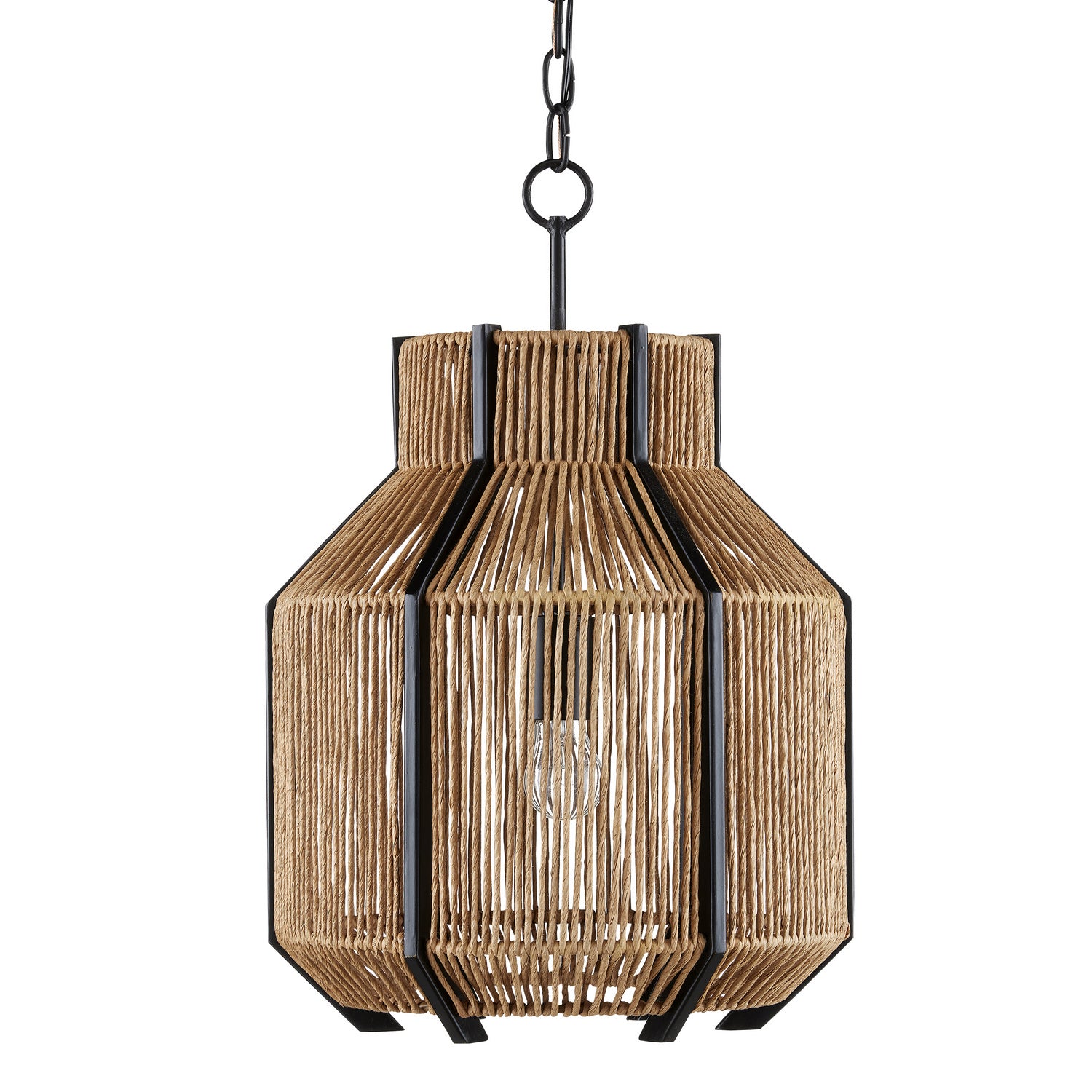 One Light Pendant from the Mali collection in Satin Black/Natural finish