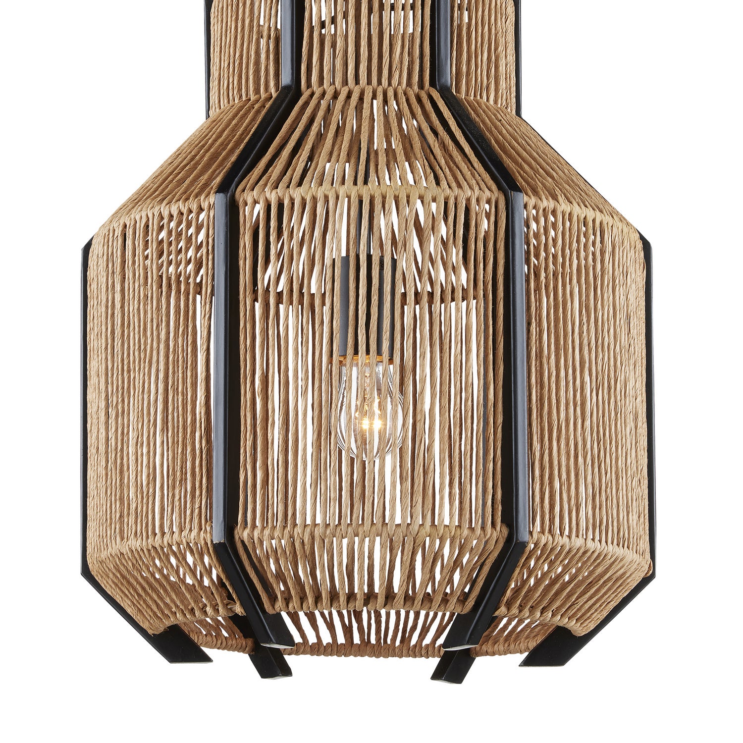 One Light Pendant from the Mali collection in Satin Black/Natural finish