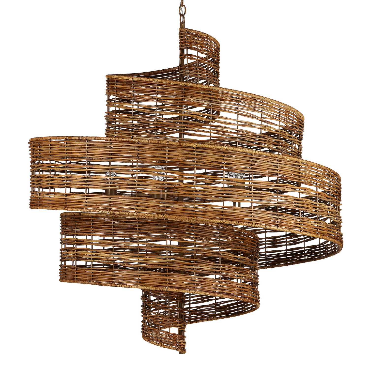 Five Light Chandelier from the Hiroshi Koshitaka collection in Khaki/Natural Rattan finish