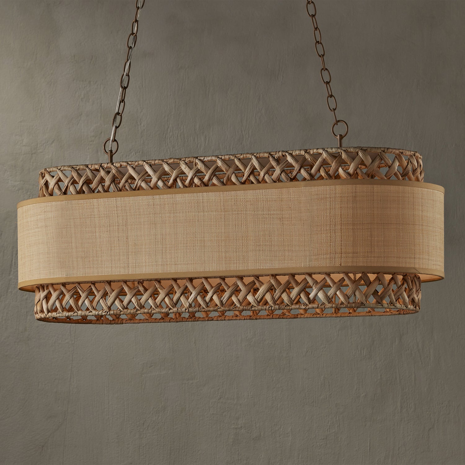 Six Light Chandelier from the Isola collection in Khaki/Natural finish