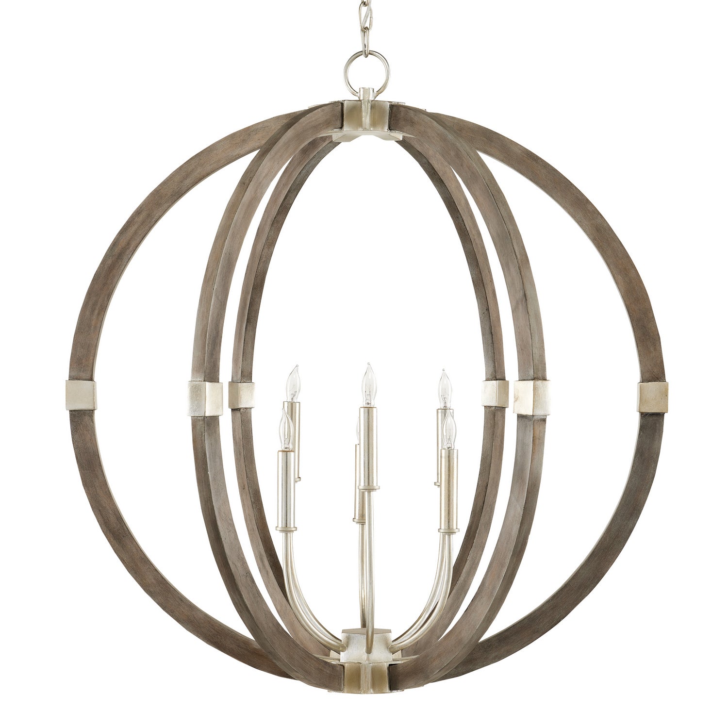 Six Light Chandelier from the Bastian collection in Contemporary Silver Leaf/Chateau Gray finish