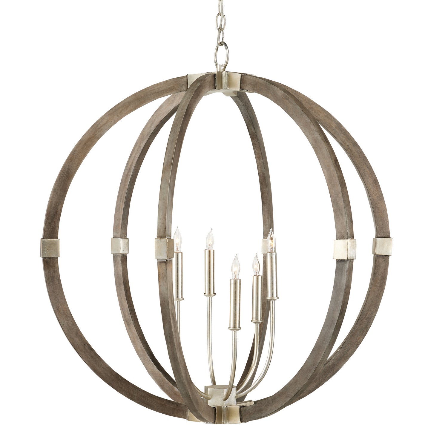 Six Light Chandelier from the Bastian collection in Contemporary Silver Leaf/Chateau Gray finish