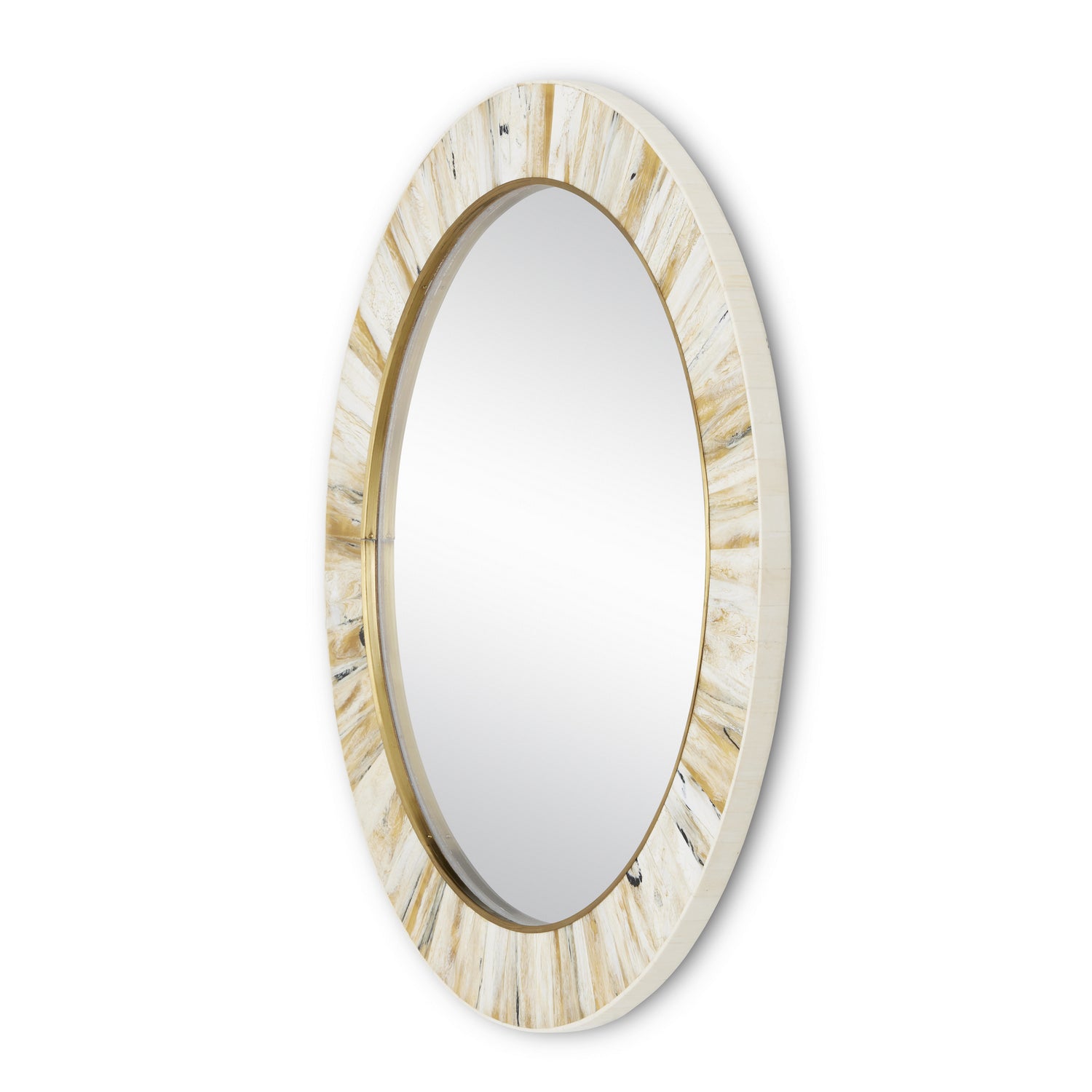 Mirror from the Niva collection in Cream/Brass/Mirror finish