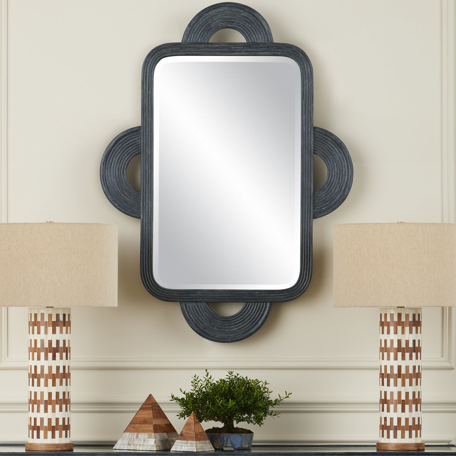 Mirror from the Santos collection in Vintage Navy/Mirror finish