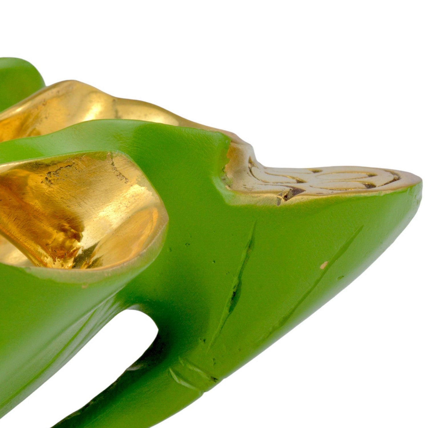 Bowl from the Wrapped Lotus Leaf collection in Green/Polished Gold finish