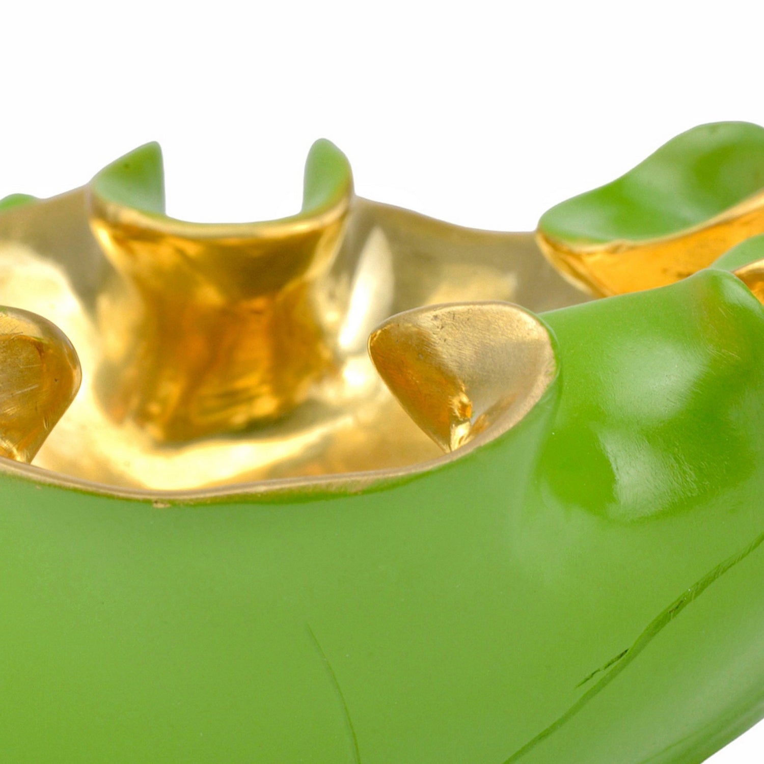 Bowl from the Wrapped Lotus Leaf collection in Green/Polished Gold finish