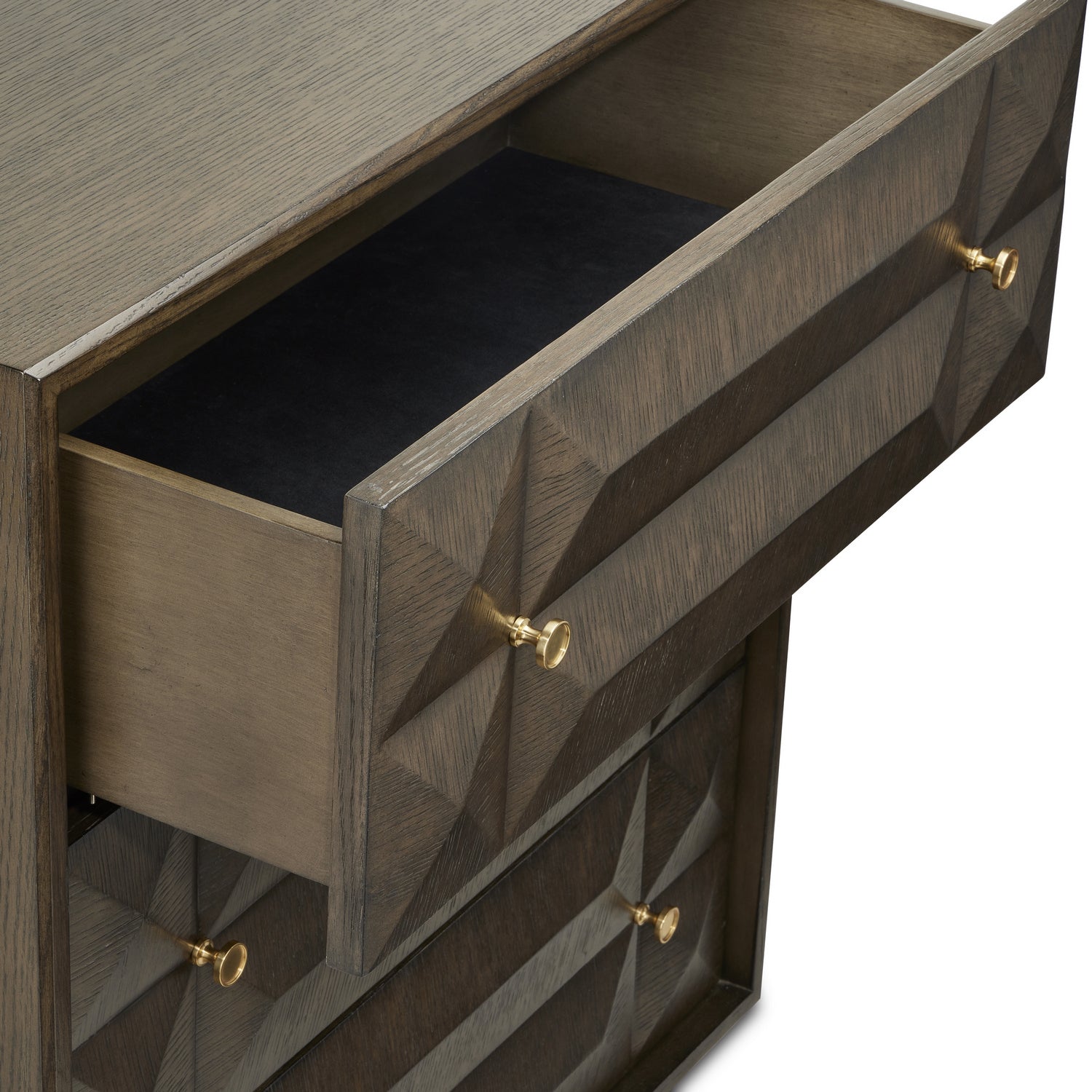 Chest from the Kendall collection in Dove Gray/Polished Brass finish