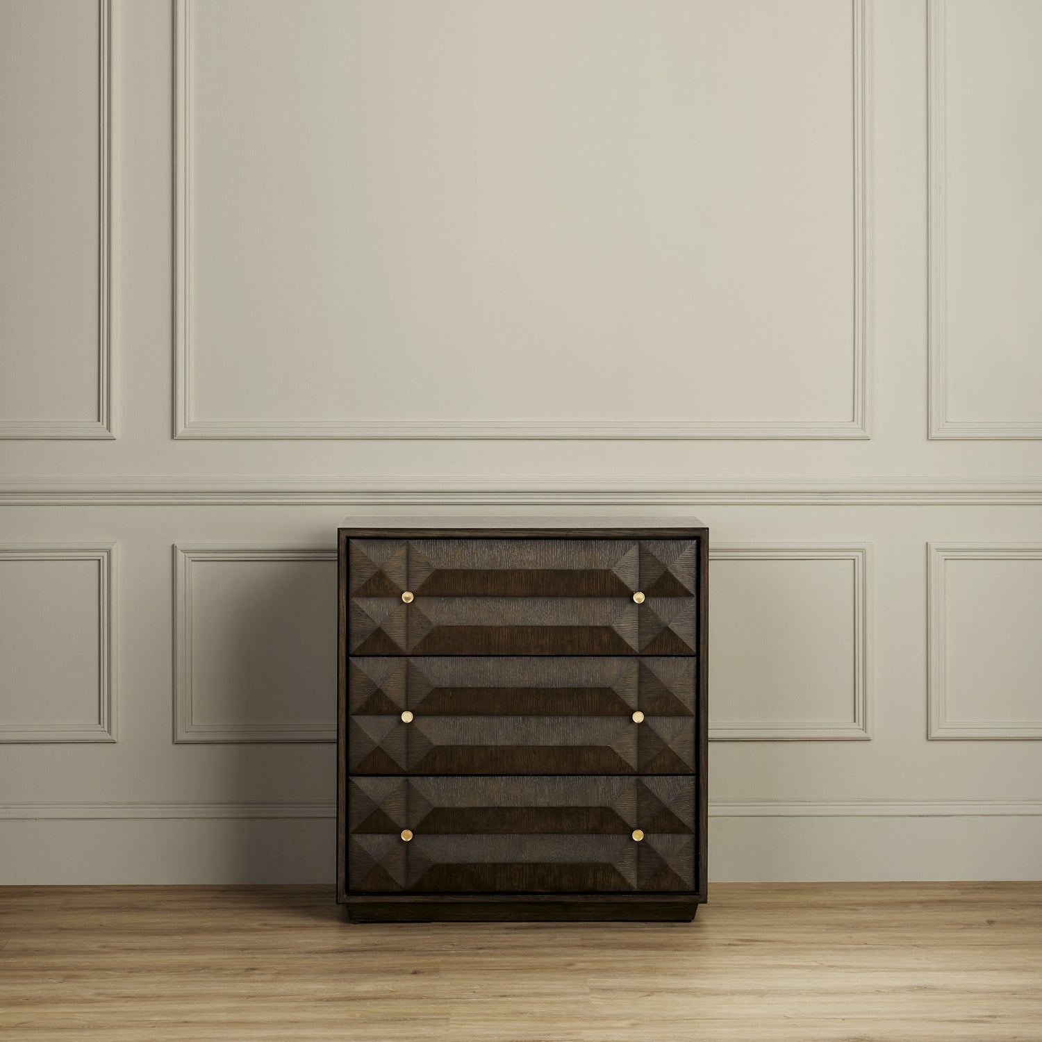 Chest from the Kendall collection in Dove Gray/Polished Brass finish