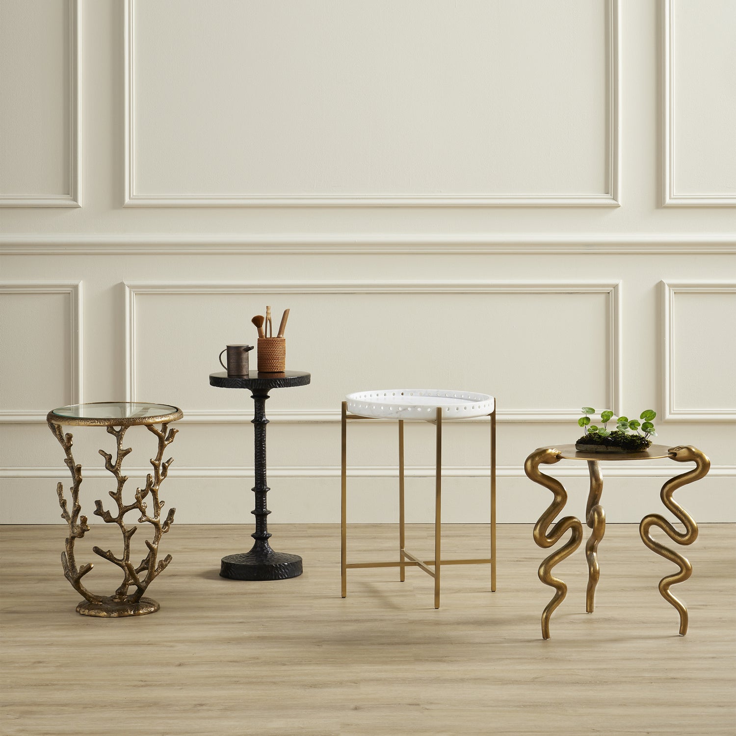 Accent Table from the Serpent collection in Antique Brass finish