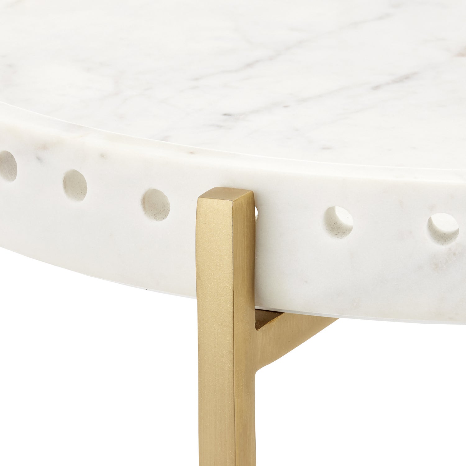 Accent Table from the Freya collection in White/Antique Brass finish