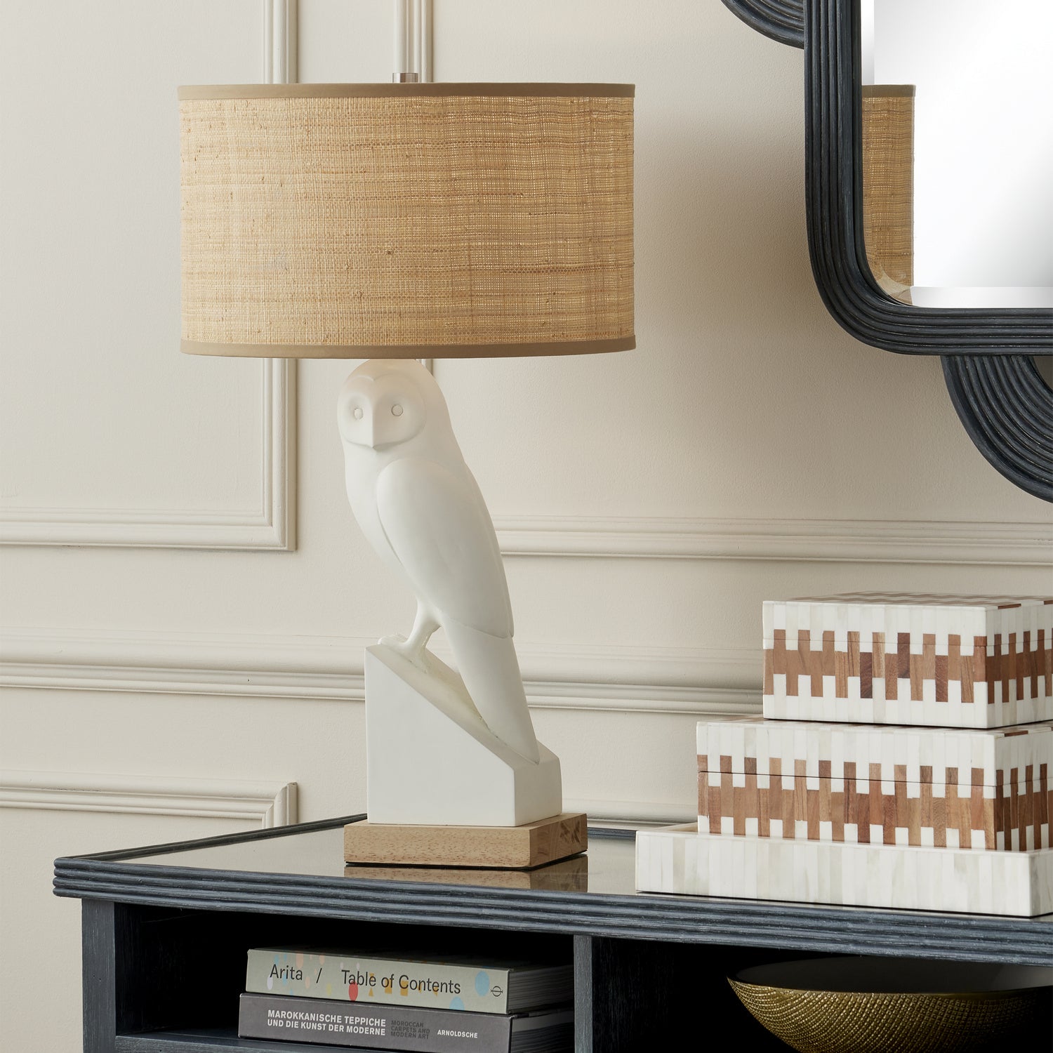 One Light Table Lamp from the Snowy collection in White/Natural/Polished Nickel finish