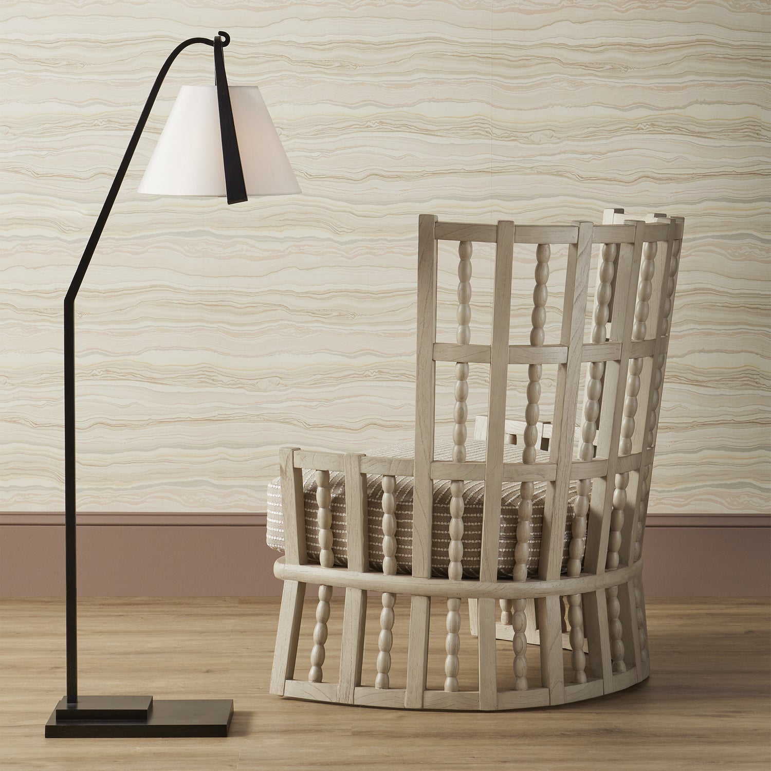 One Light Floor Lamp from the Frey collection in Satin Black/Brushed Brown finish