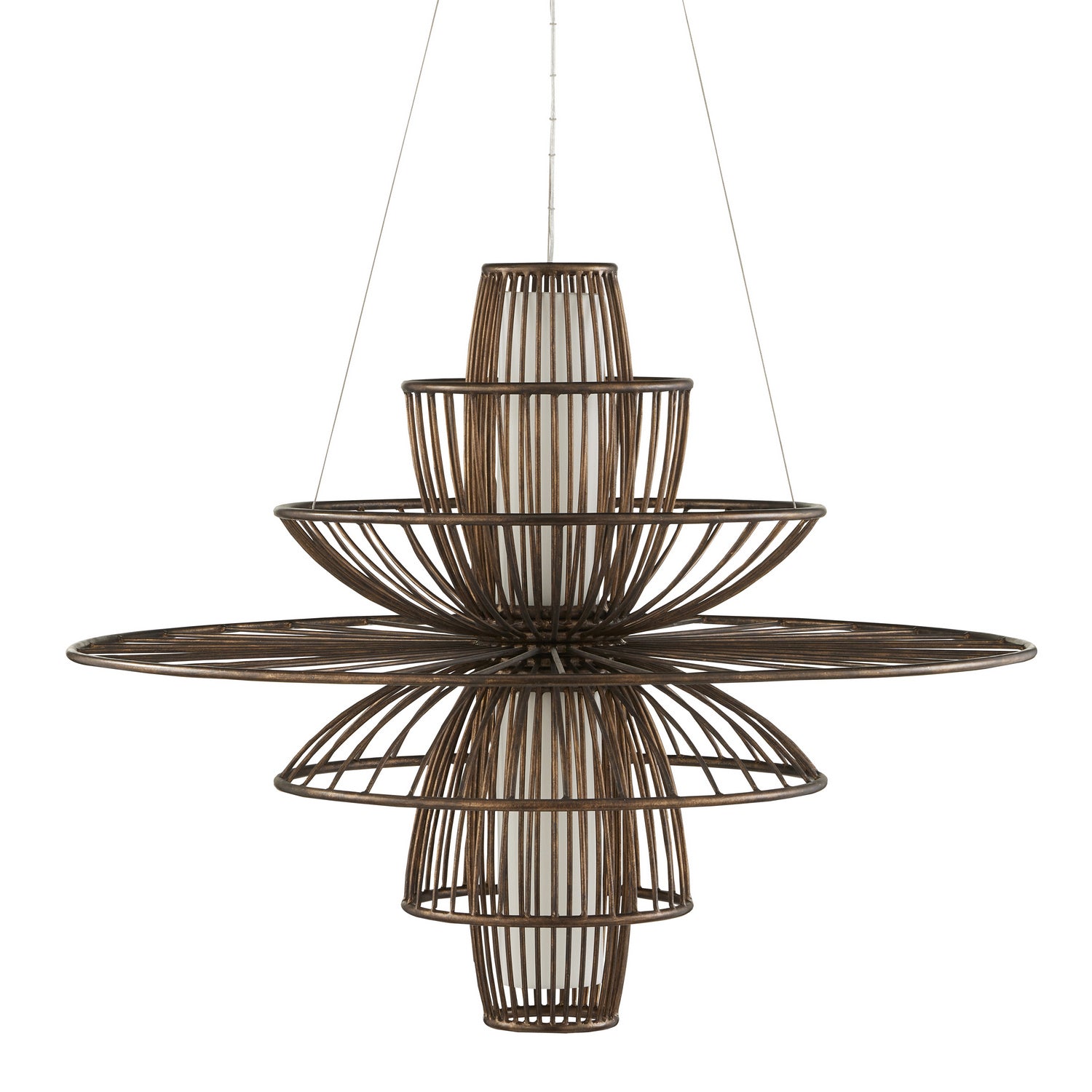 Two Light Chandelier from the Benjiro collection in Cupertino/Off-White finish