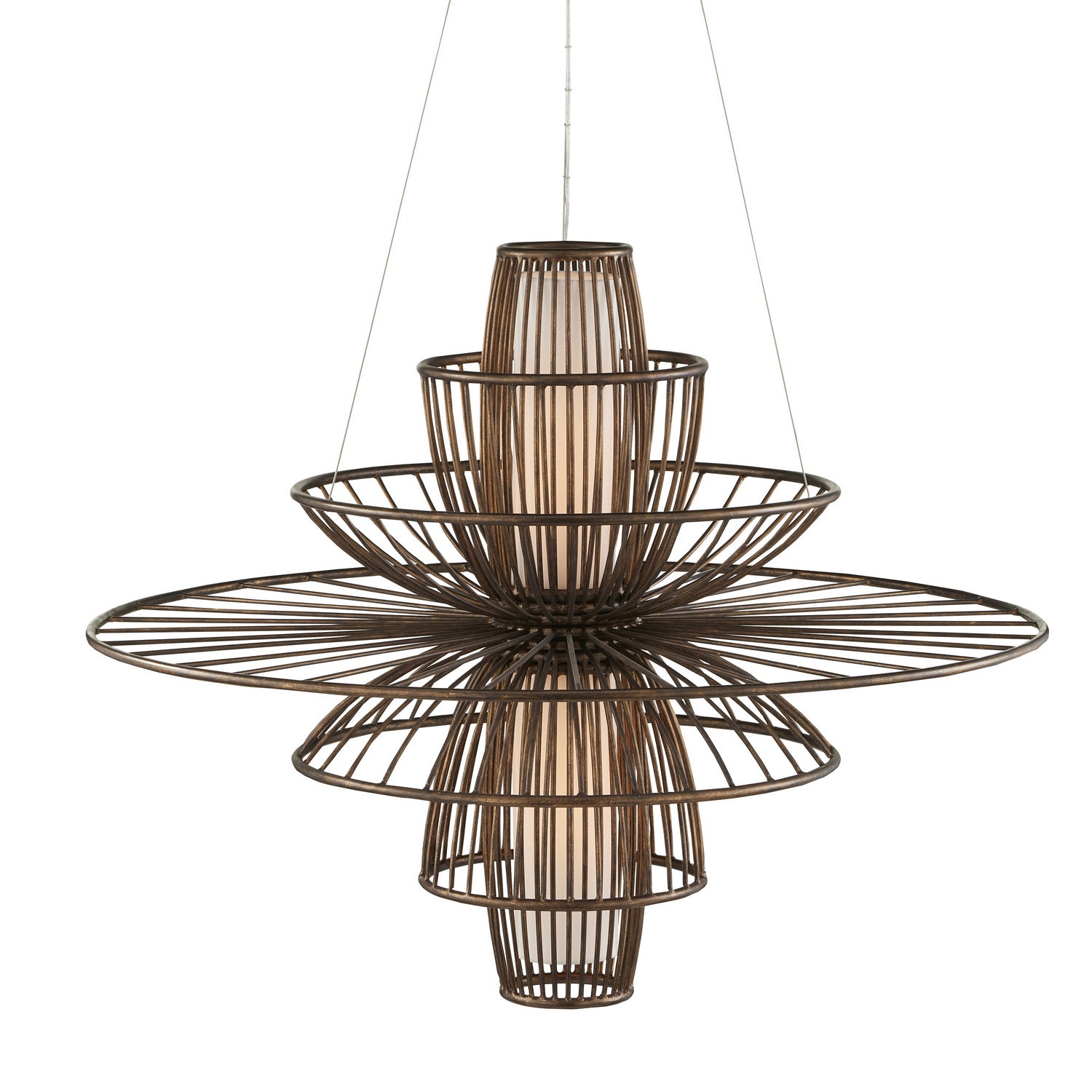 Two Light Chandelier from the Benjiro collection in Cupertino/Off-White finish