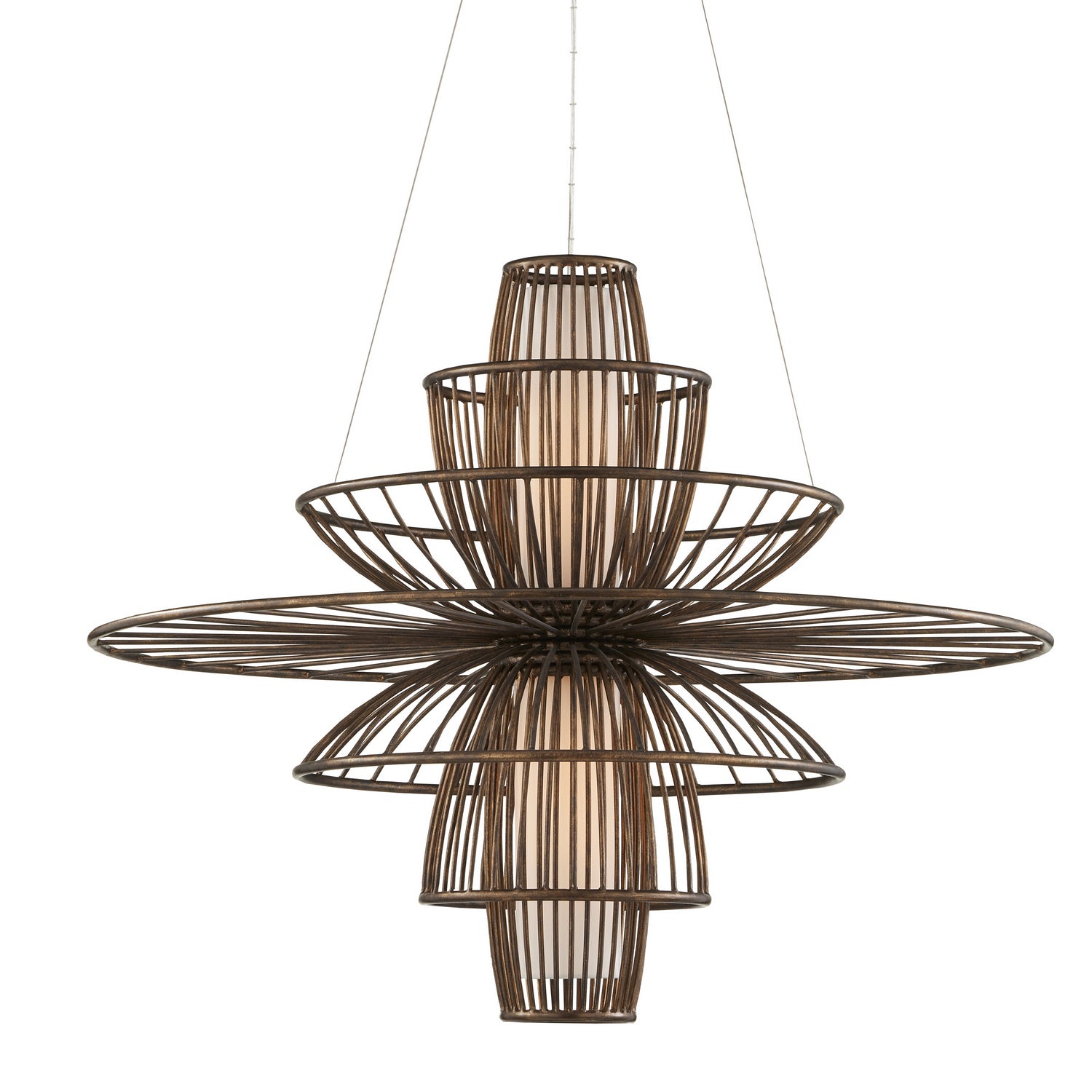 Two Light Chandelier from the Benjiro collection in Cupertino/Off-White finish