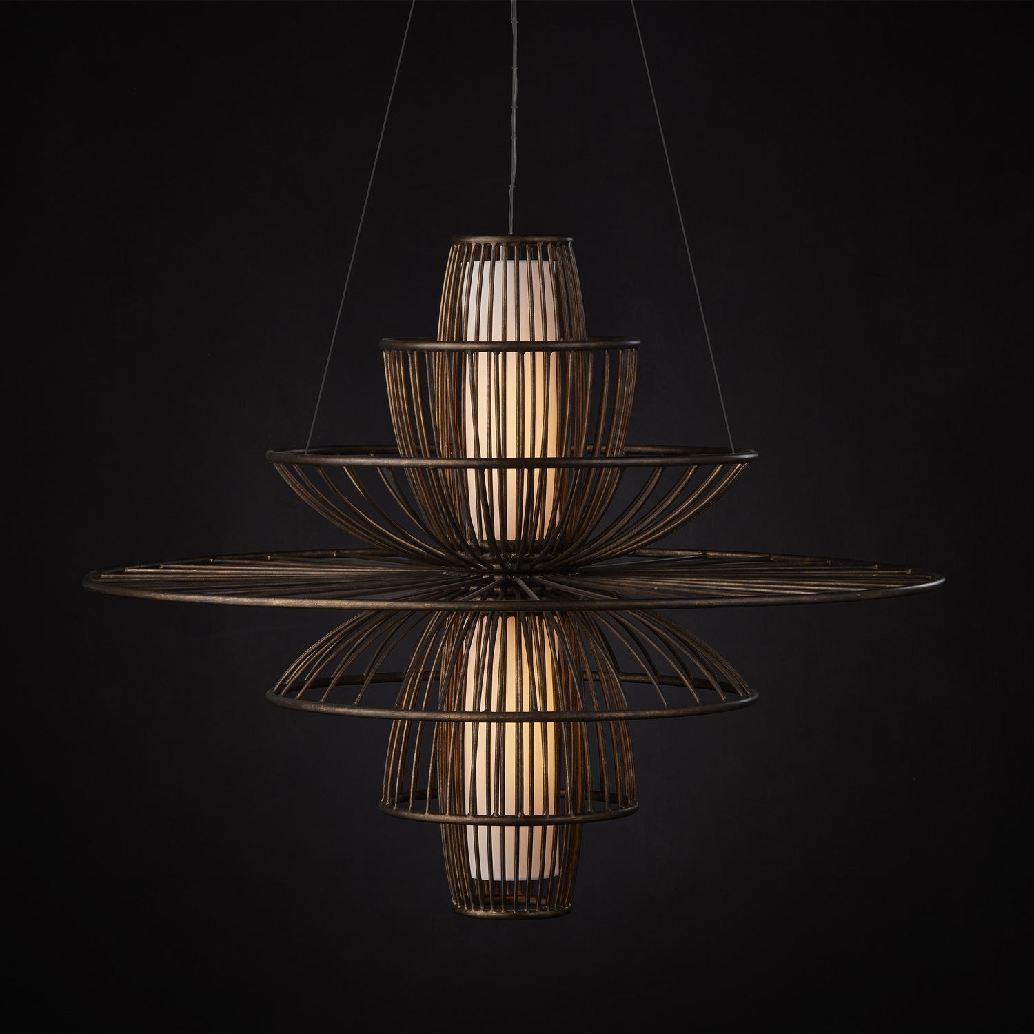 Two Light Chandelier from the Benjiro collection in Cupertino/Off-White finish