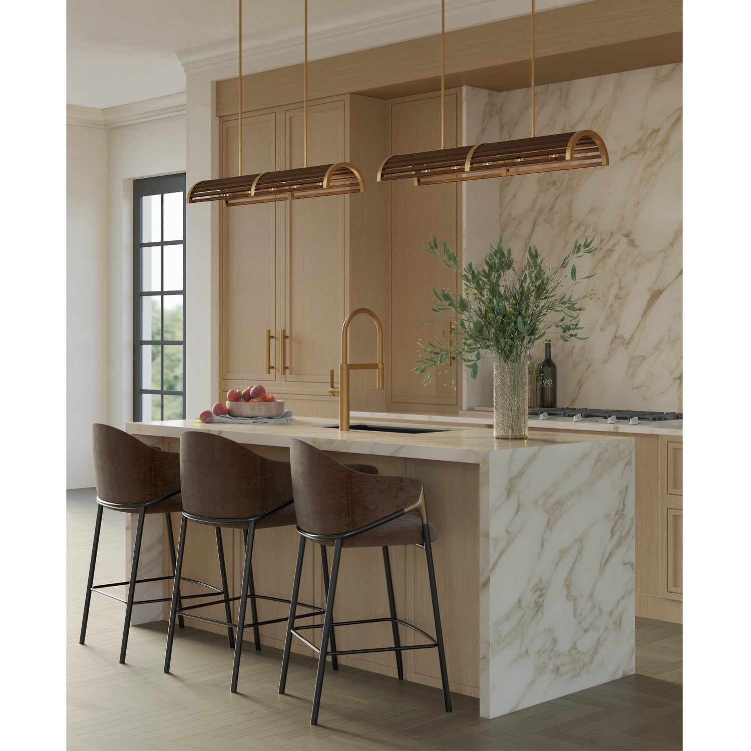 Five Light Chandelier from the Woodbine collection in Chestnut/Brass finish