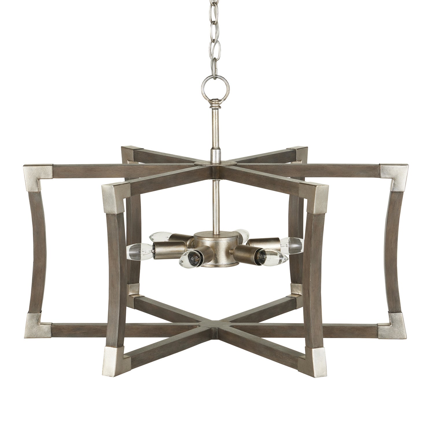 Six Light Lantern from the Bastian collection in Chateau Gray/Contemporary Silver Leaf finish