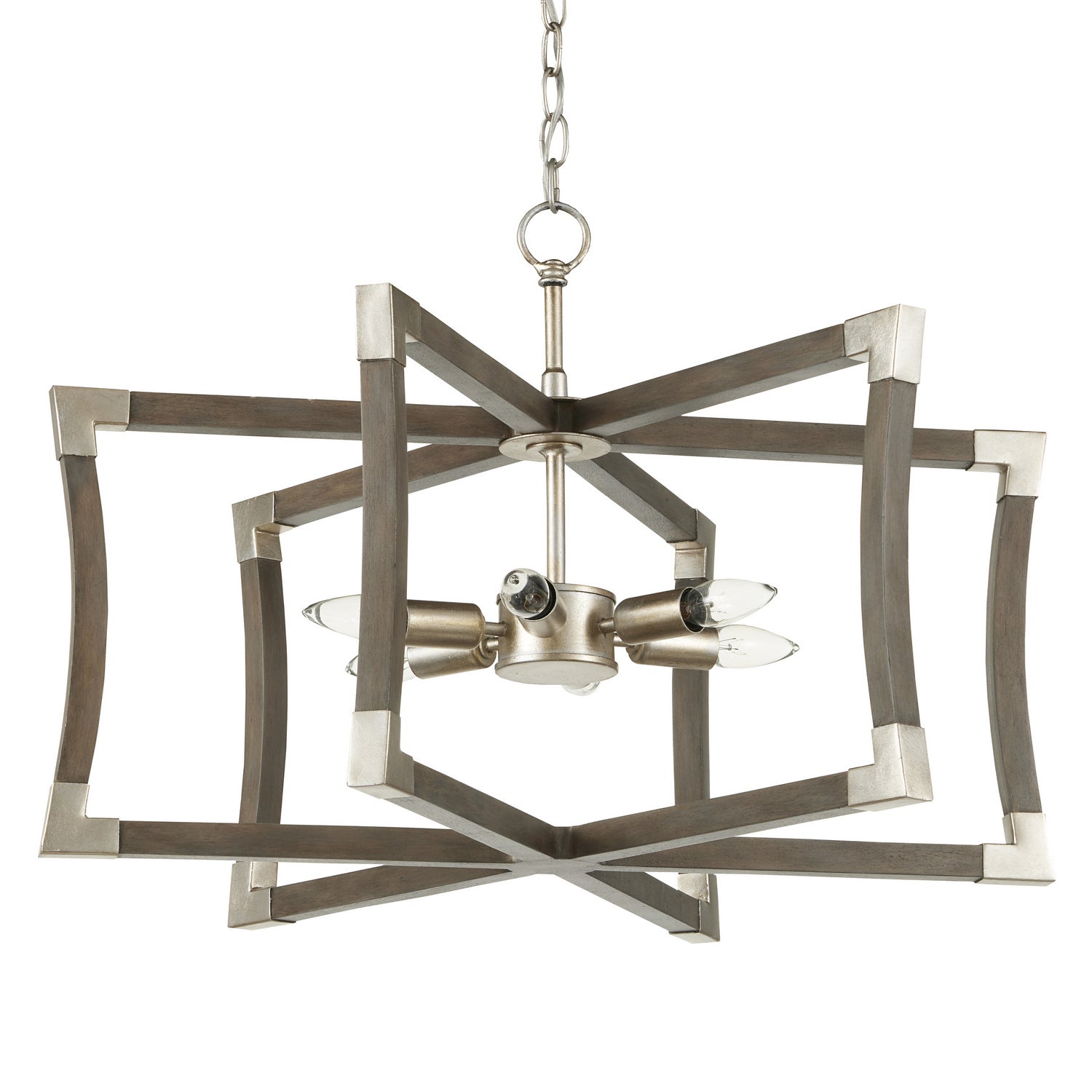 Six Light Lantern from the Bastian collection in Chateau Gray/Contemporary Silver Leaf finish