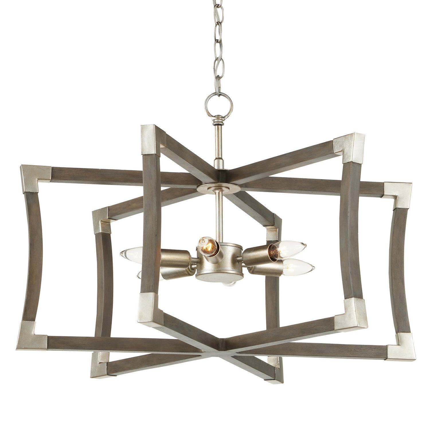 Six Light Lantern from the Bastian collection in Chateau Gray/Contemporary Silver Leaf finish