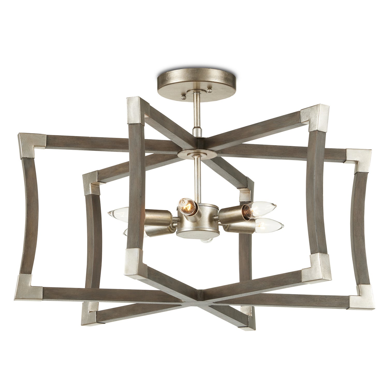 Six Light Lantern from the Bastian collection in Chateau Gray/Contemporary Silver Leaf finish