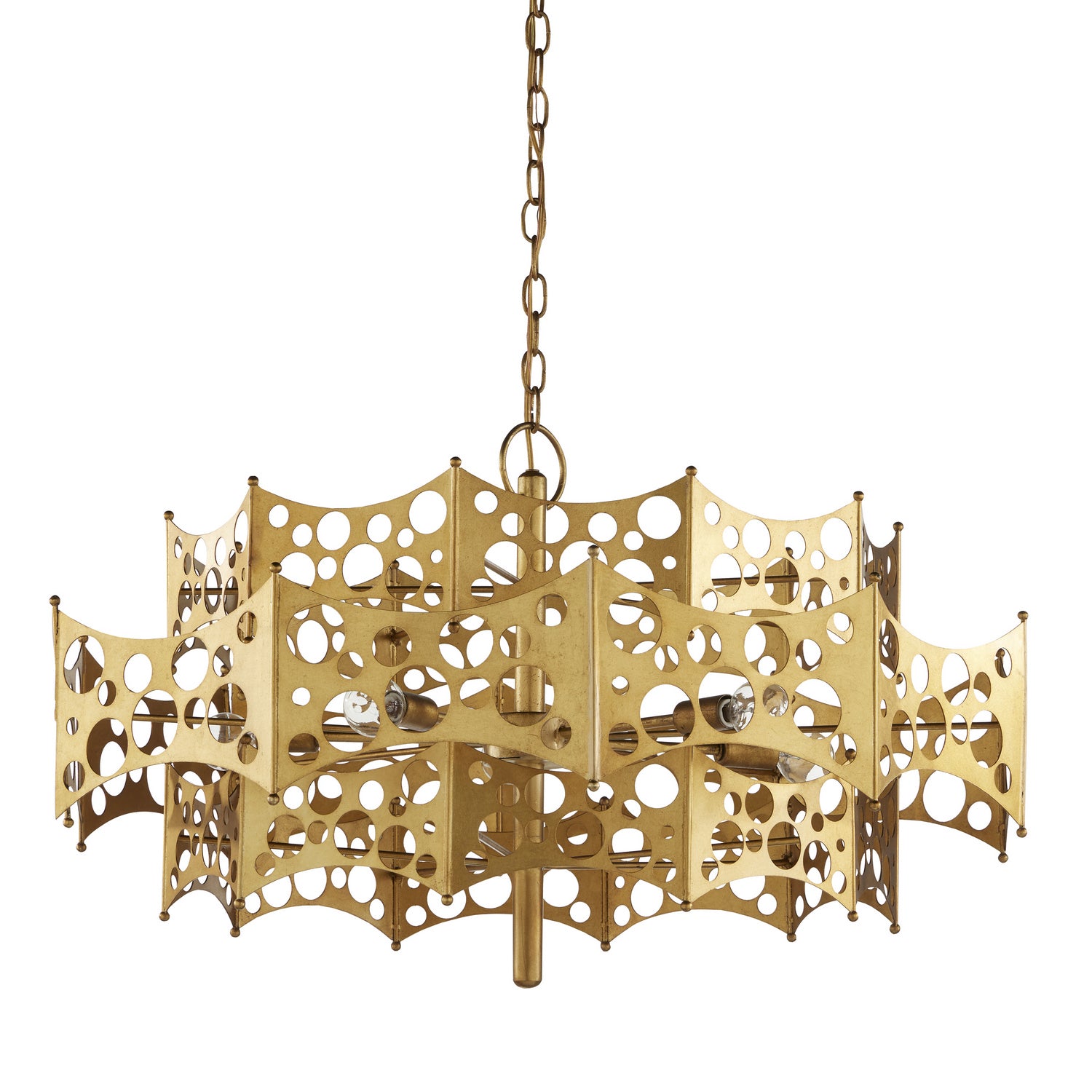 Five Light Chandelier from the Emmental collection in Contemporary Gold Leaf finish