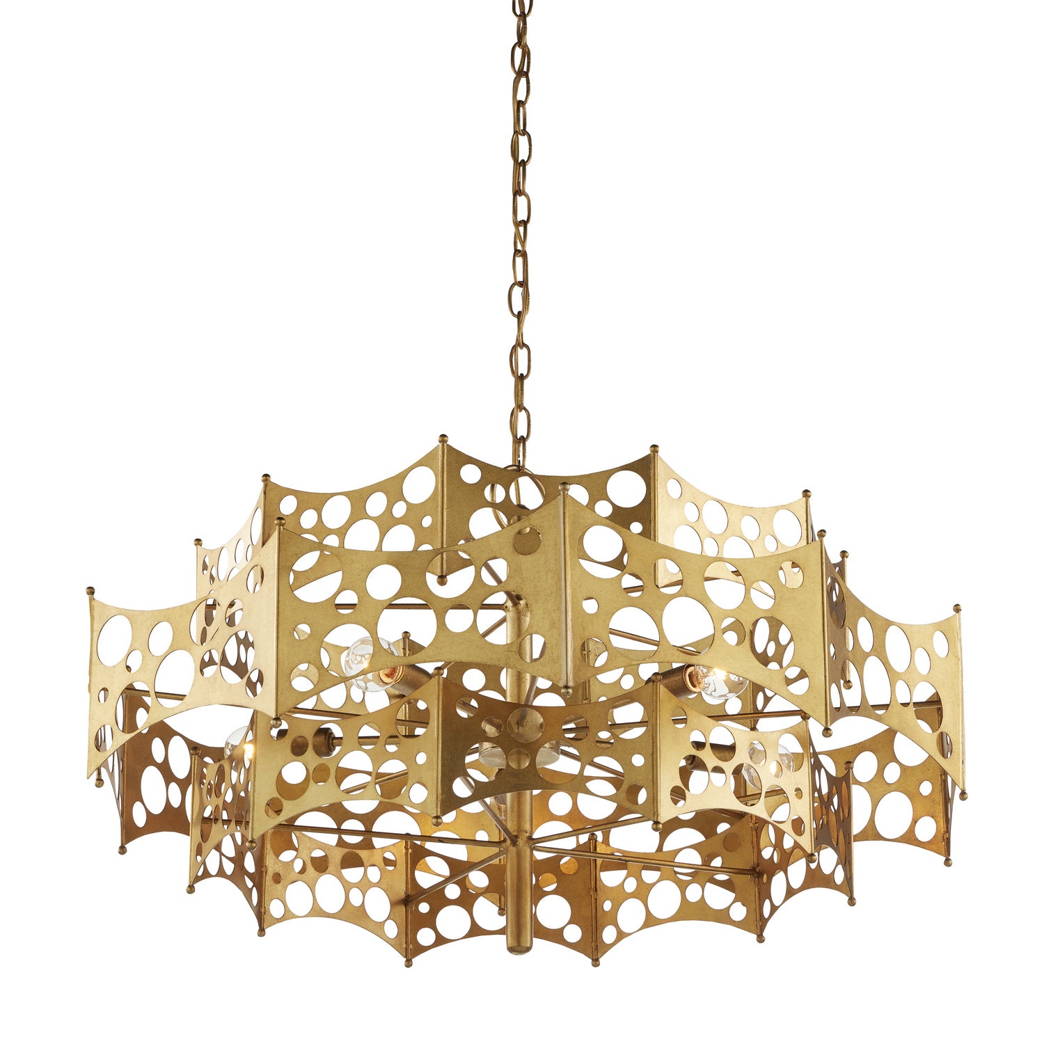 Five Light Chandelier from the Emmental collection in Contemporary Gold Leaf finish