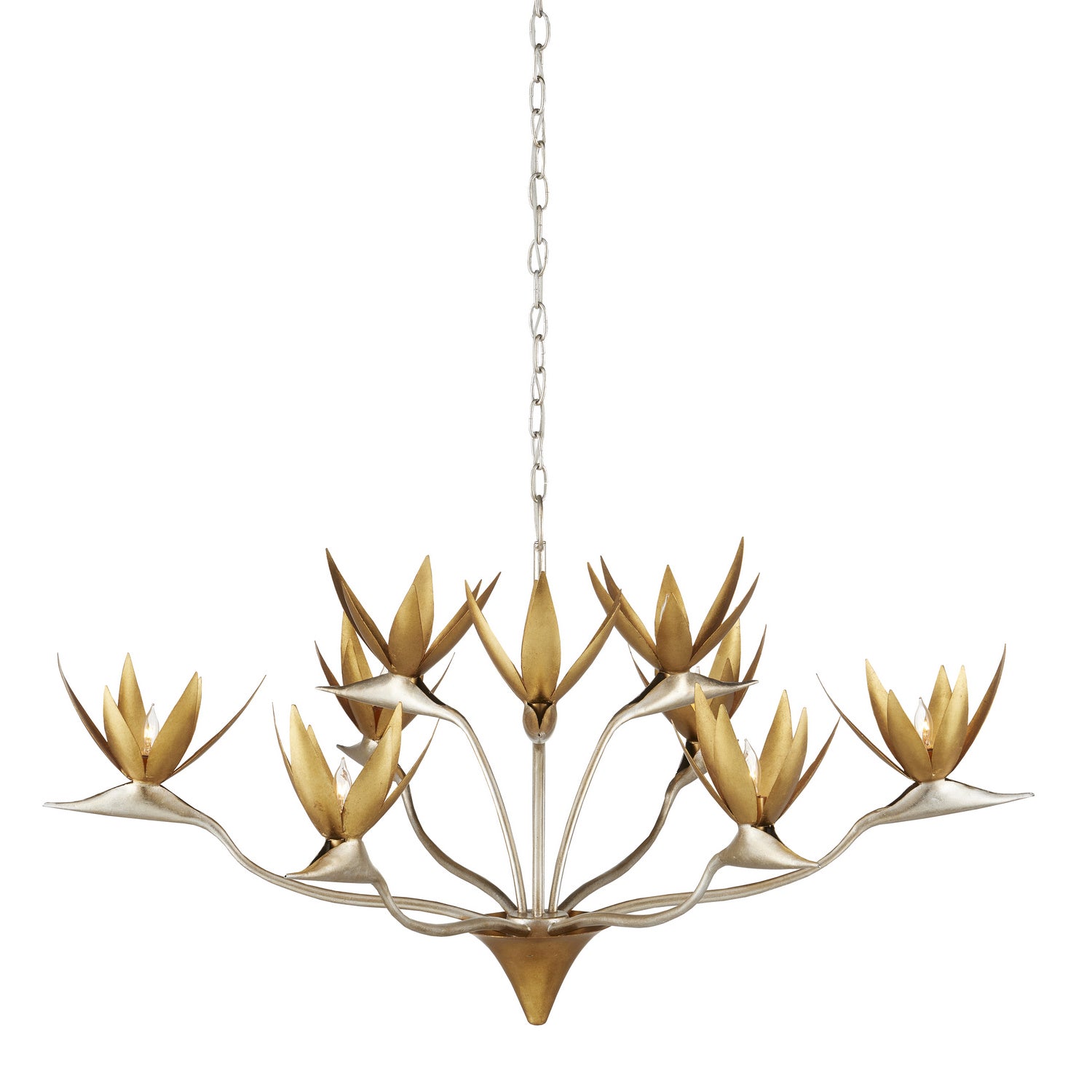 Nine Light Chandelier from the Paradiso collection in Contemporary Silver Leaf/Contemporary Gold Leaf/ Contemporary Gold finish