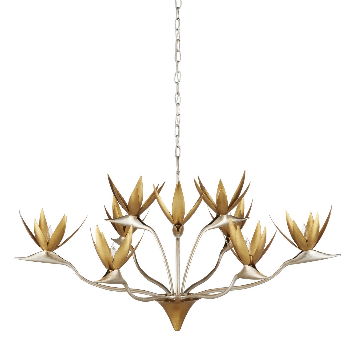 Nine Light Chandelier from the Paradiso collection in Contemporary Silver Leaf/Contemporary Gold Leaf/ Contemporary Gold finish