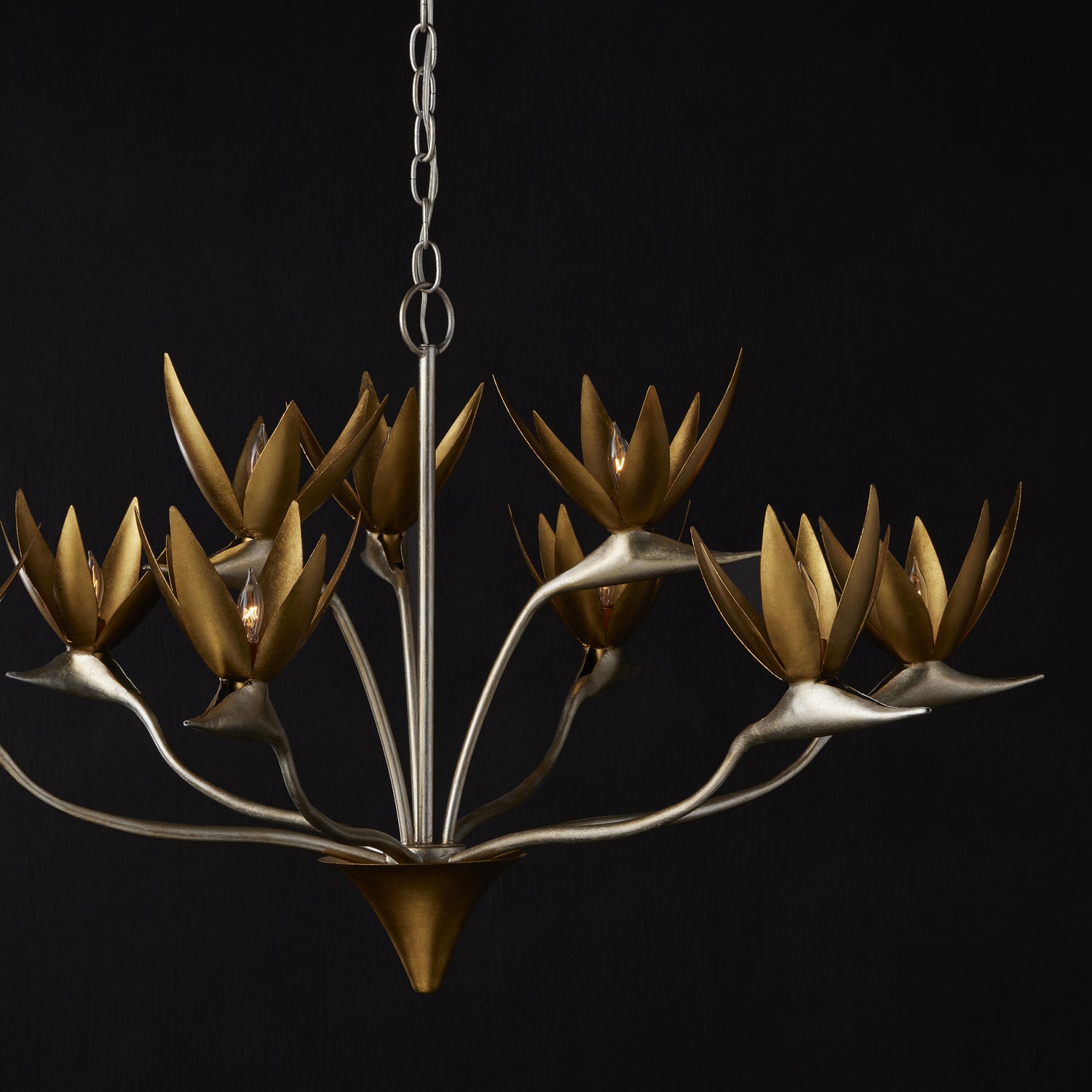 Nine Light Chandelier from the Paradiso collection in Contemporary Silver Leaf/Contemporary Gold Leaf/ Contemporary Gold finish