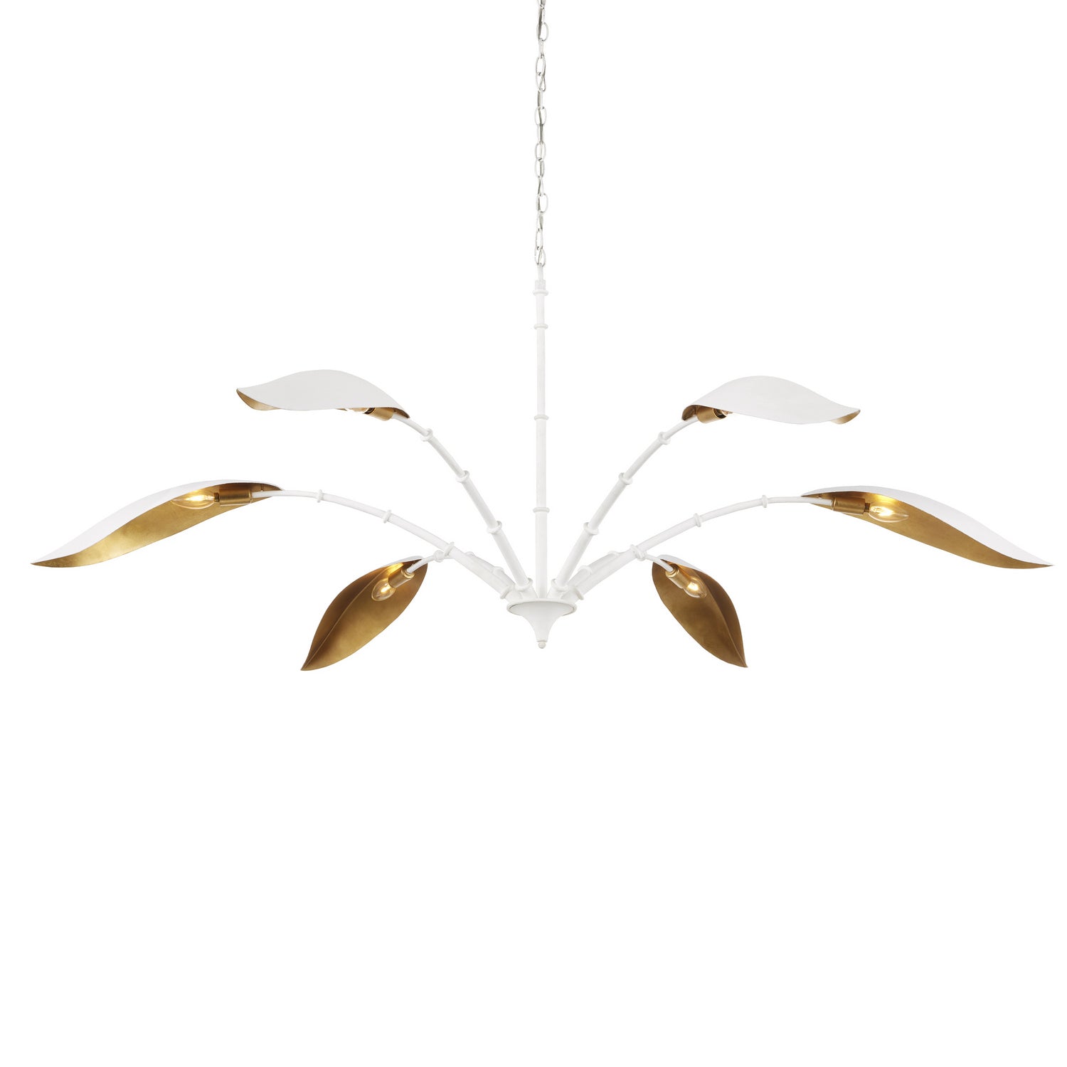 Six Light Chandelier from the Yuriko collection in Gesso White/Contemporary Gold Leaf finish