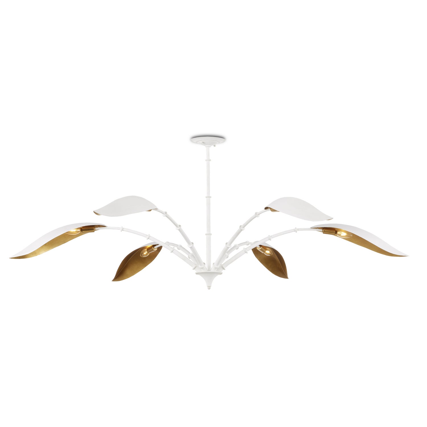 Six Light Chandelier from the Yuriko collection in Gesso White/Contemporary Gold Leaf finish