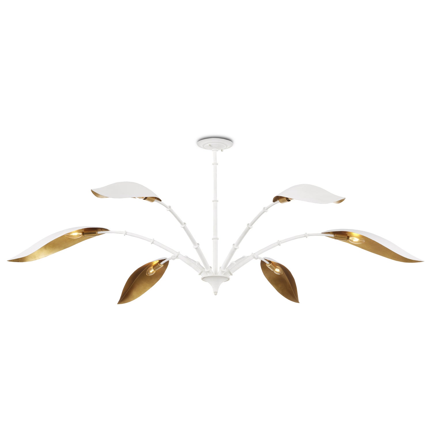 Six Light Chandelier from the Yuriko collection in Gesso White/Contemporary Gold Leaf finish