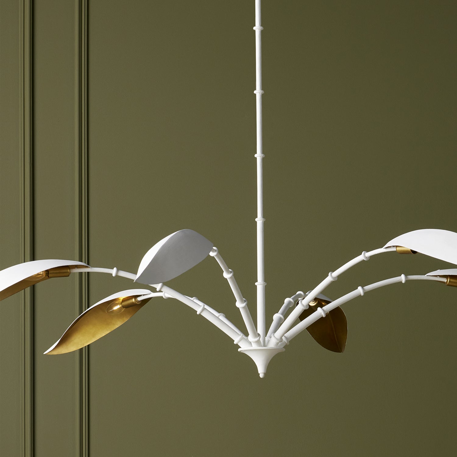 Six Light Chandelier from the Yuriko collection in Gesso White/Contemporary Gold Leaf finish