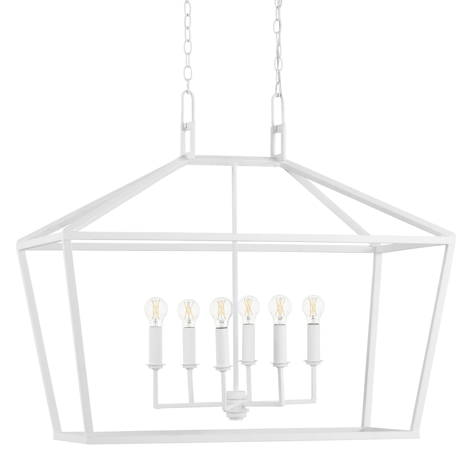 Six Light Chandelier from the Denison collection in Gesso White finish