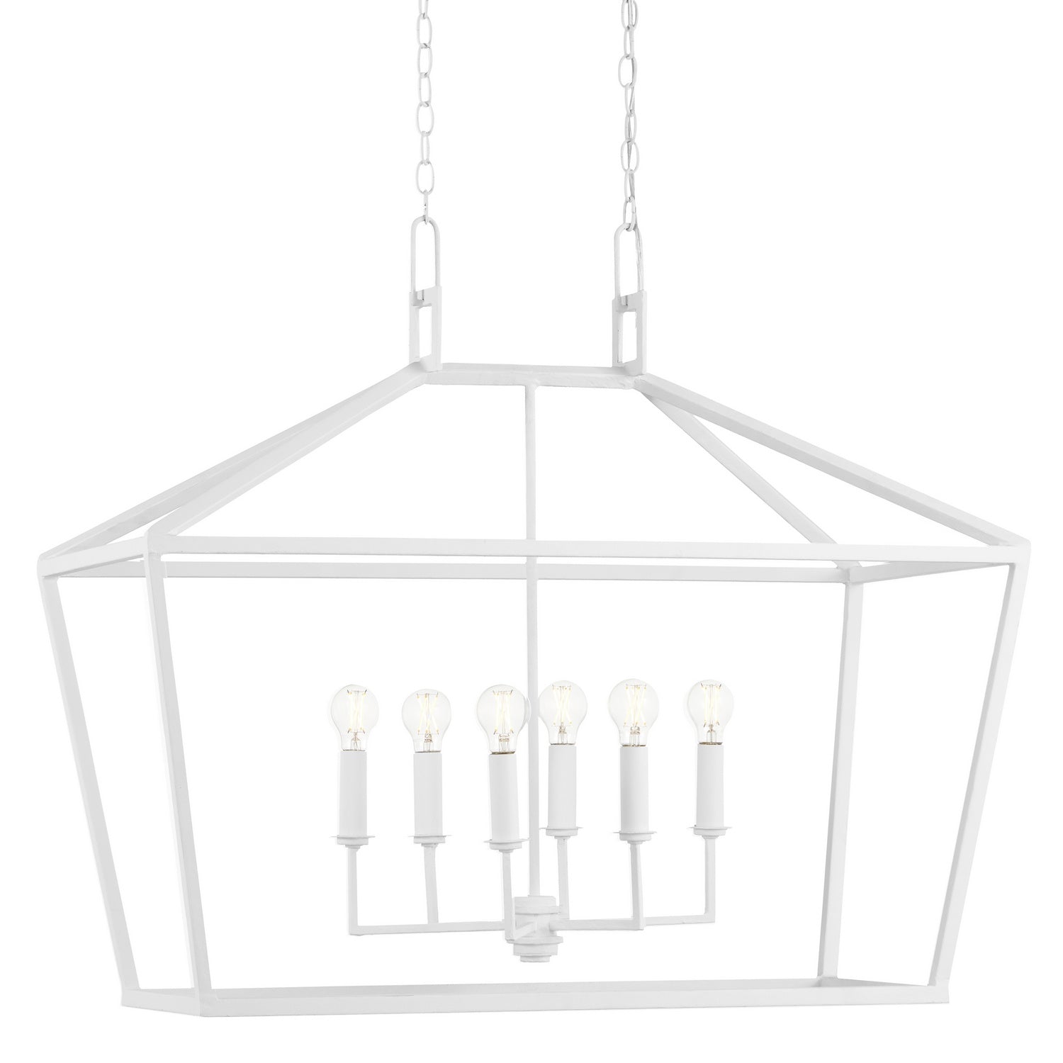 Six Light Chandelier from the Denison collection in Gesso White finish