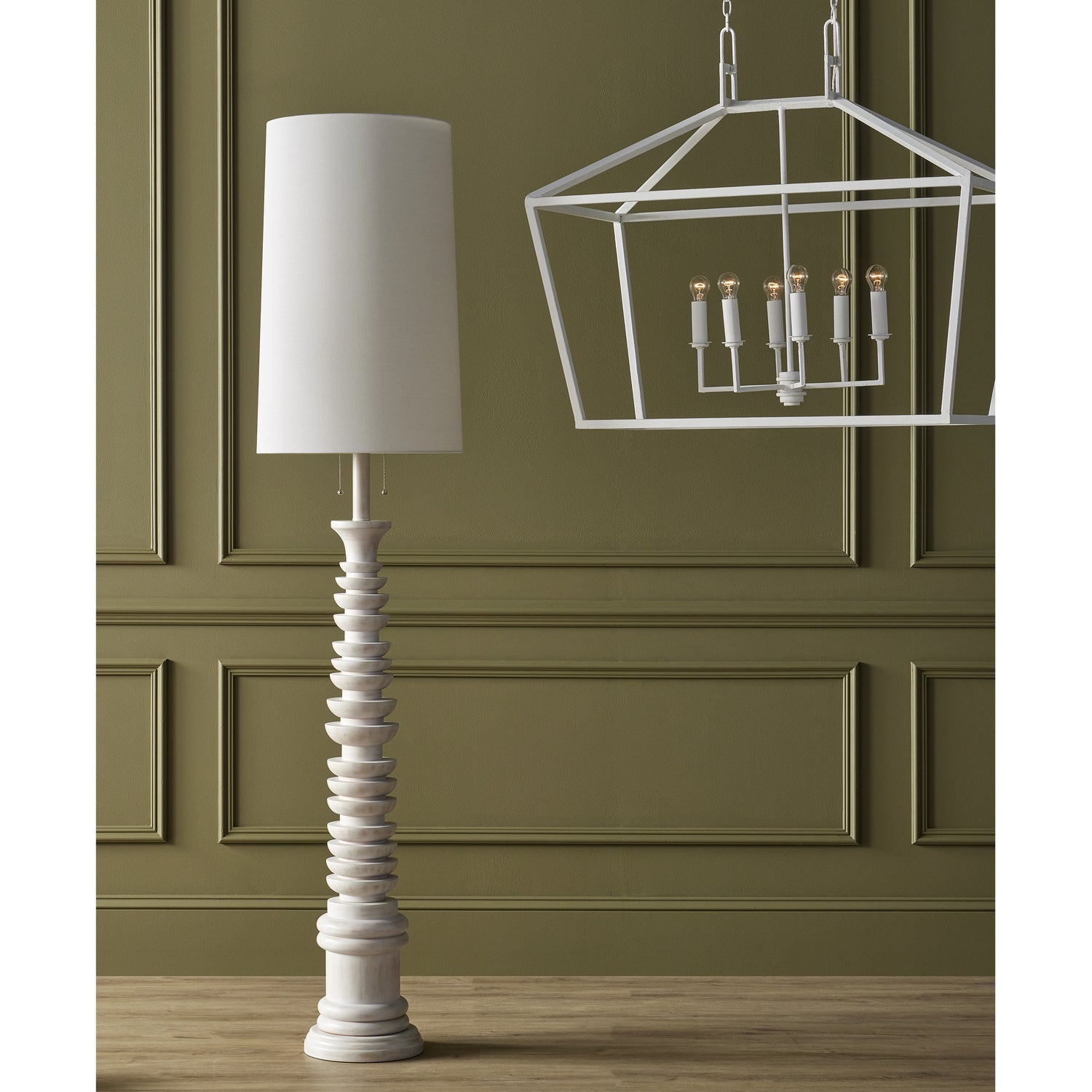 Six Light Chandelier from the Denison collection in Gesso White finish