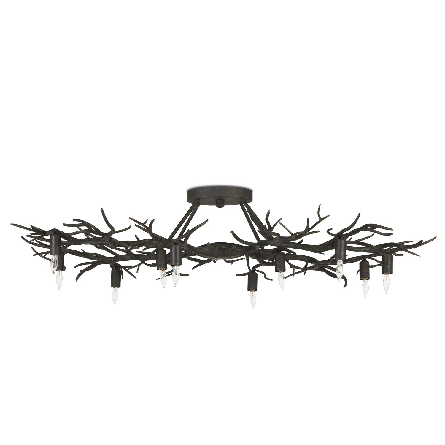 Ten Light Semi-Flush Mount from the Rainforest collection in Rustic Bronze finish