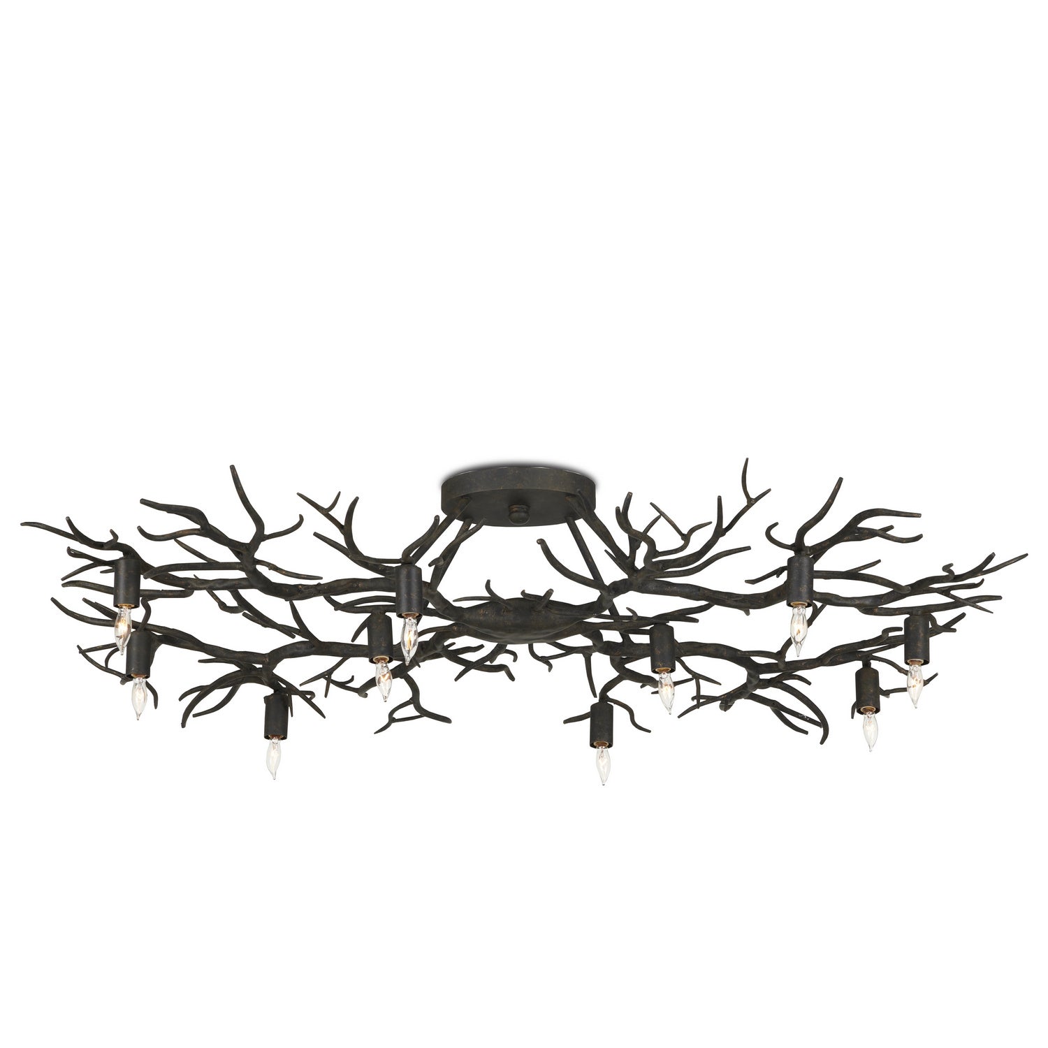 Ten Light Semi-Flush Mount from the Rainforest collection in Rustic Bronze finish