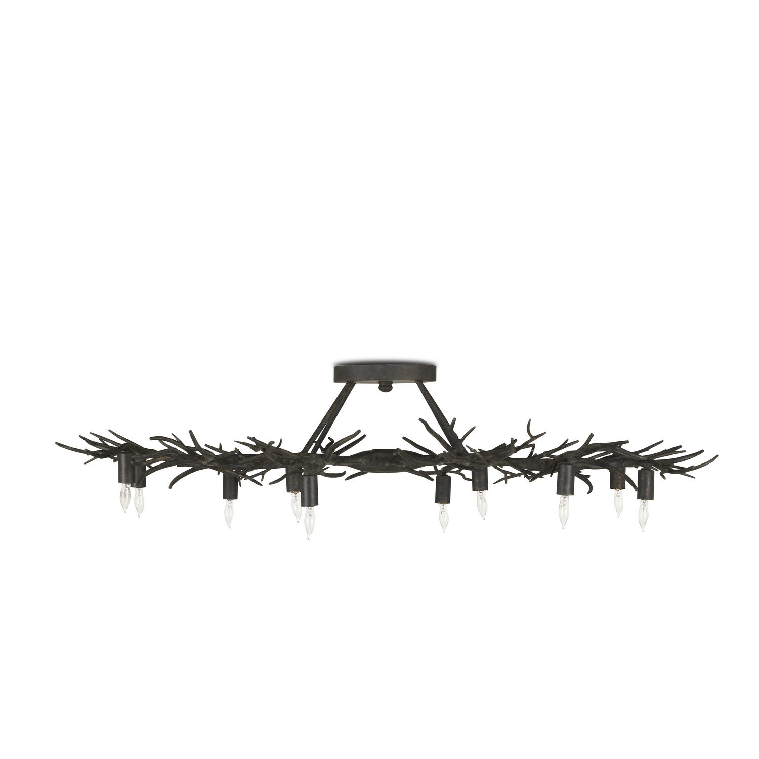 Ten Light Semi-Flush Mount from the Rainforest collection in Rustic Bronze finish